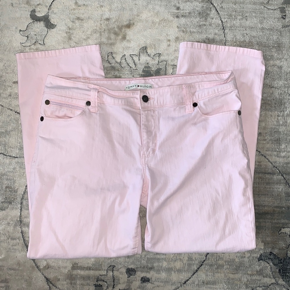 TOMMY HILFIGER pink wide leg jeans EUC 14